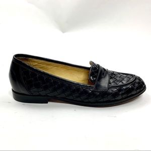 Cole Haan Women Moccasin Woven Leather Black 7.5AA